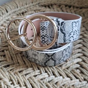 Black and white snakeskin belt